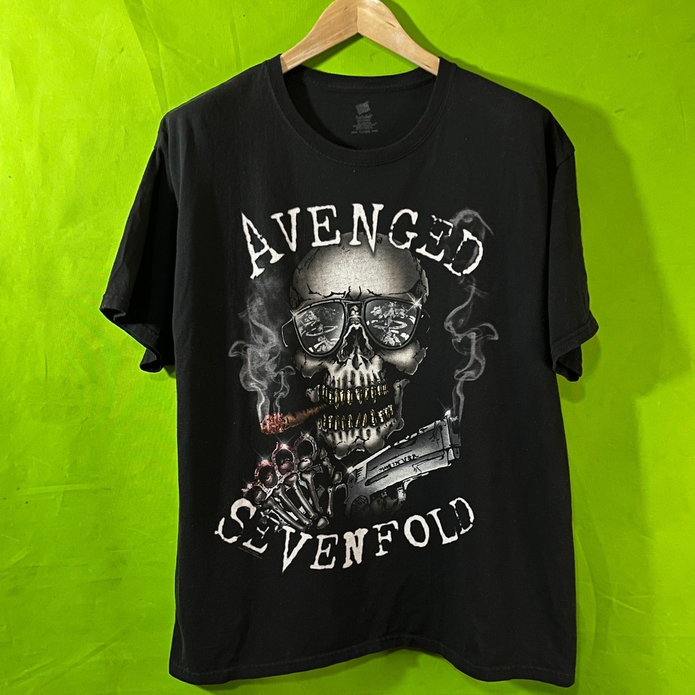 Avenged Sevenfold T Shirt Mens XL Black Natural Born Killer Skull Band 2011
